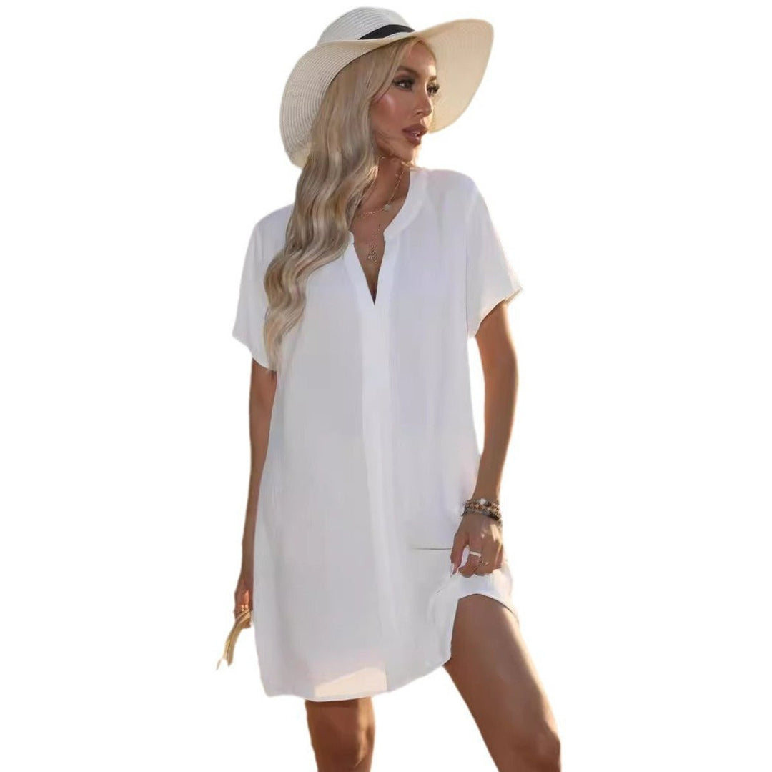 Dames Casual V-Hals Kortemouw Tunica Zomerjurk