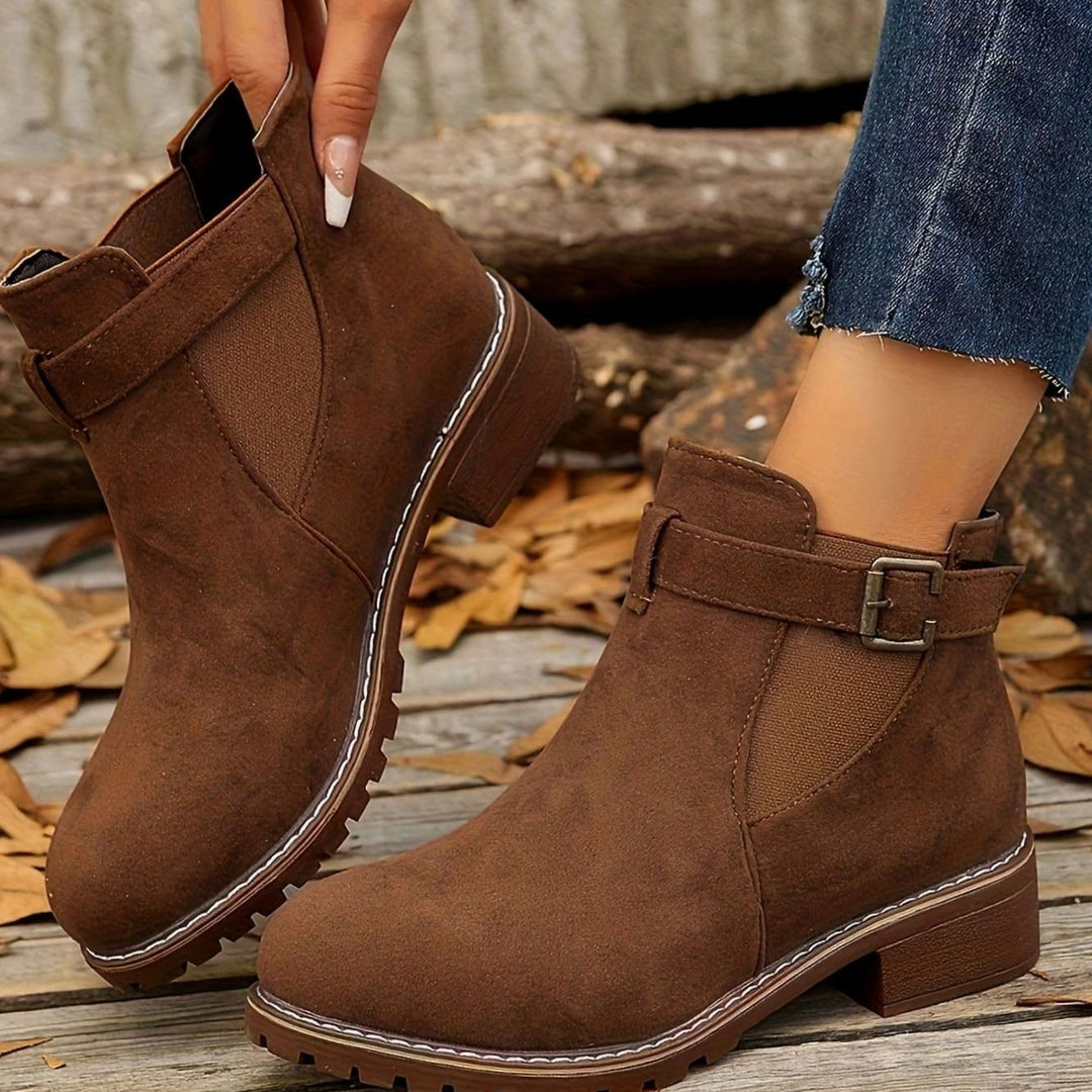 Dames Chelsea Ankle Boots met Blockhak en Gesp