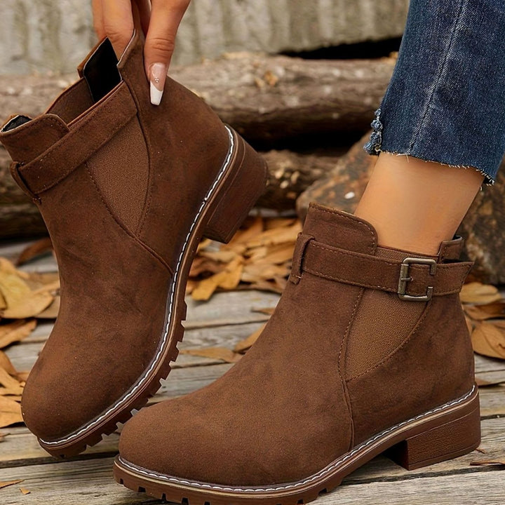 Dames Chelsea Ankle Boots met Blockhak en Gesp