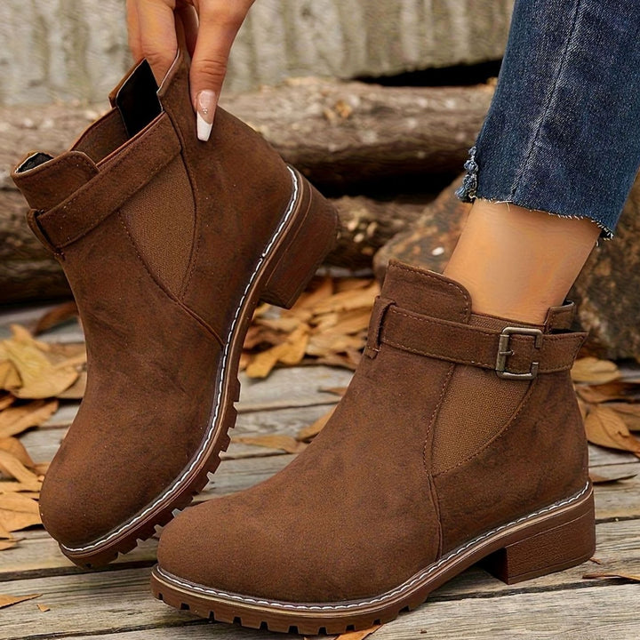 Dames Chelsea Ankle Boots met Blockhak en Gesp