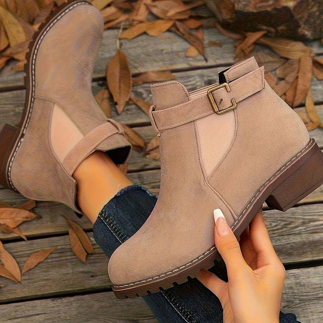Dames Chelsea Ankle Boots met Blockhak en Gesp