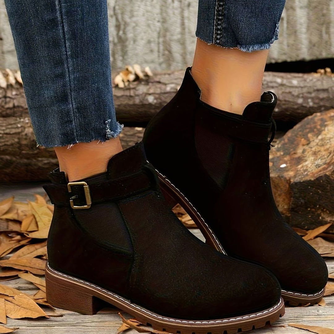 Dames Chelsea Ankle Boots met Blockhak en Gesp
