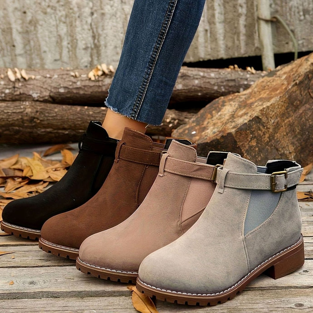 Dames Chelsea Ankle Boots met Blockhak en Gesp