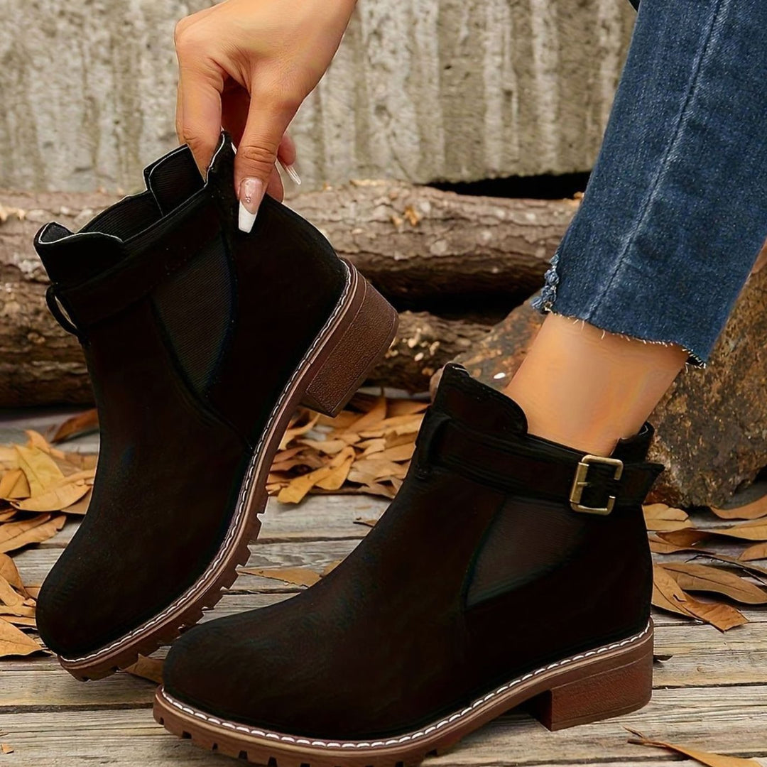 Dames Chelsea Ankle Boots met Blockhak en Gesp