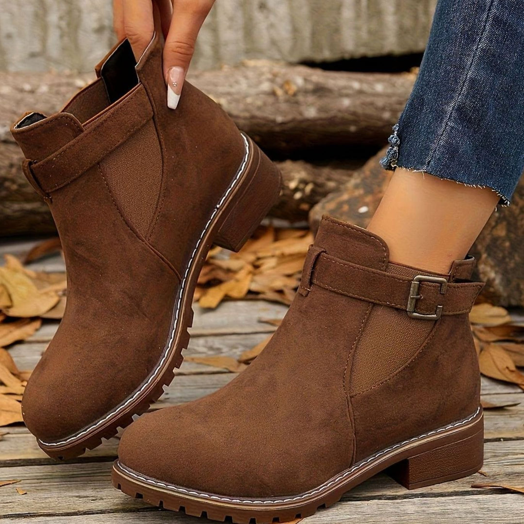 Dames Chelsea Ankle Boots met Blockhak en Gesp