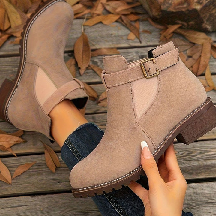 Dames Chelsea Ankle Boots met Blockhak en Gesp