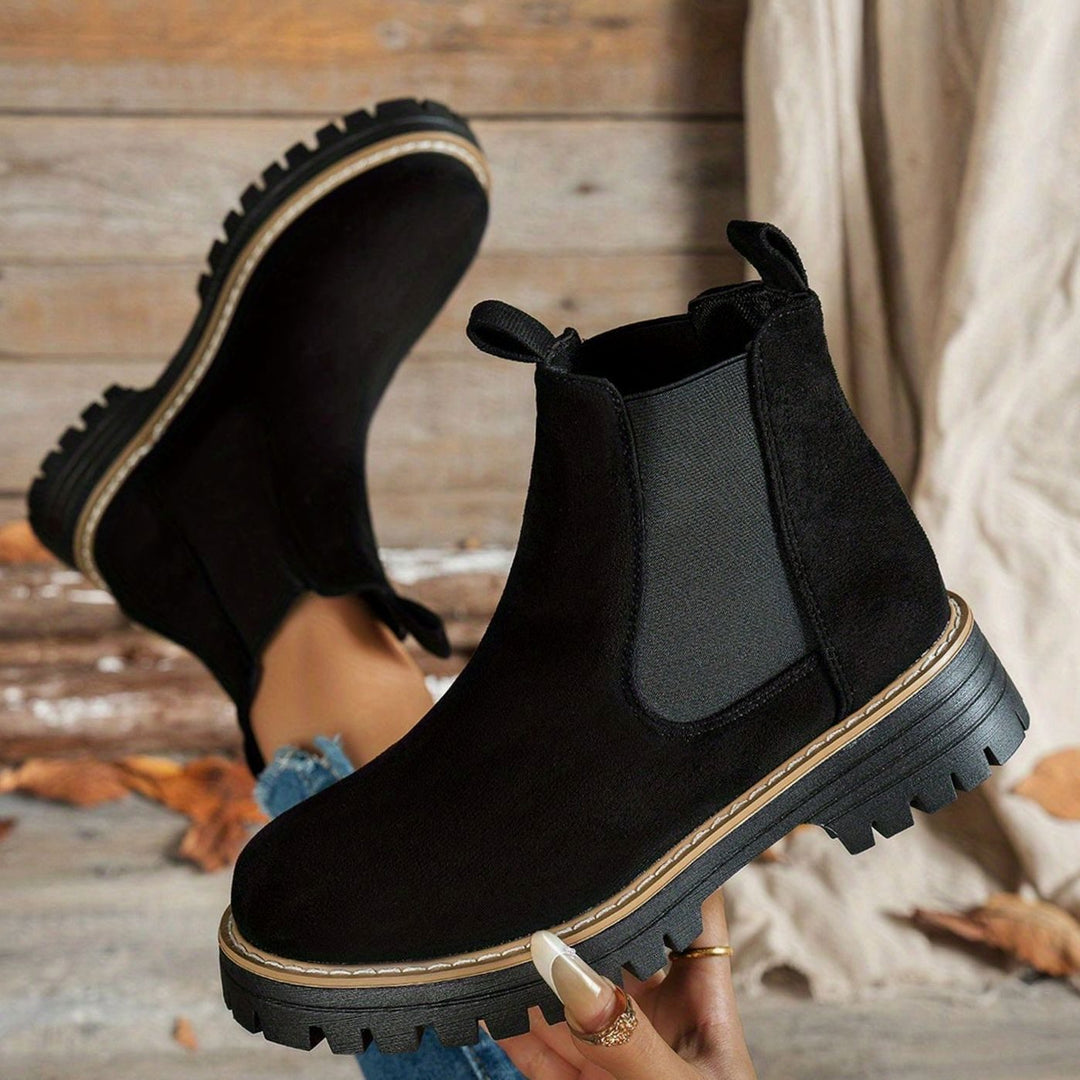 Dames Chelsea Ankle Boots met Profielzool Slip-On - Zwart