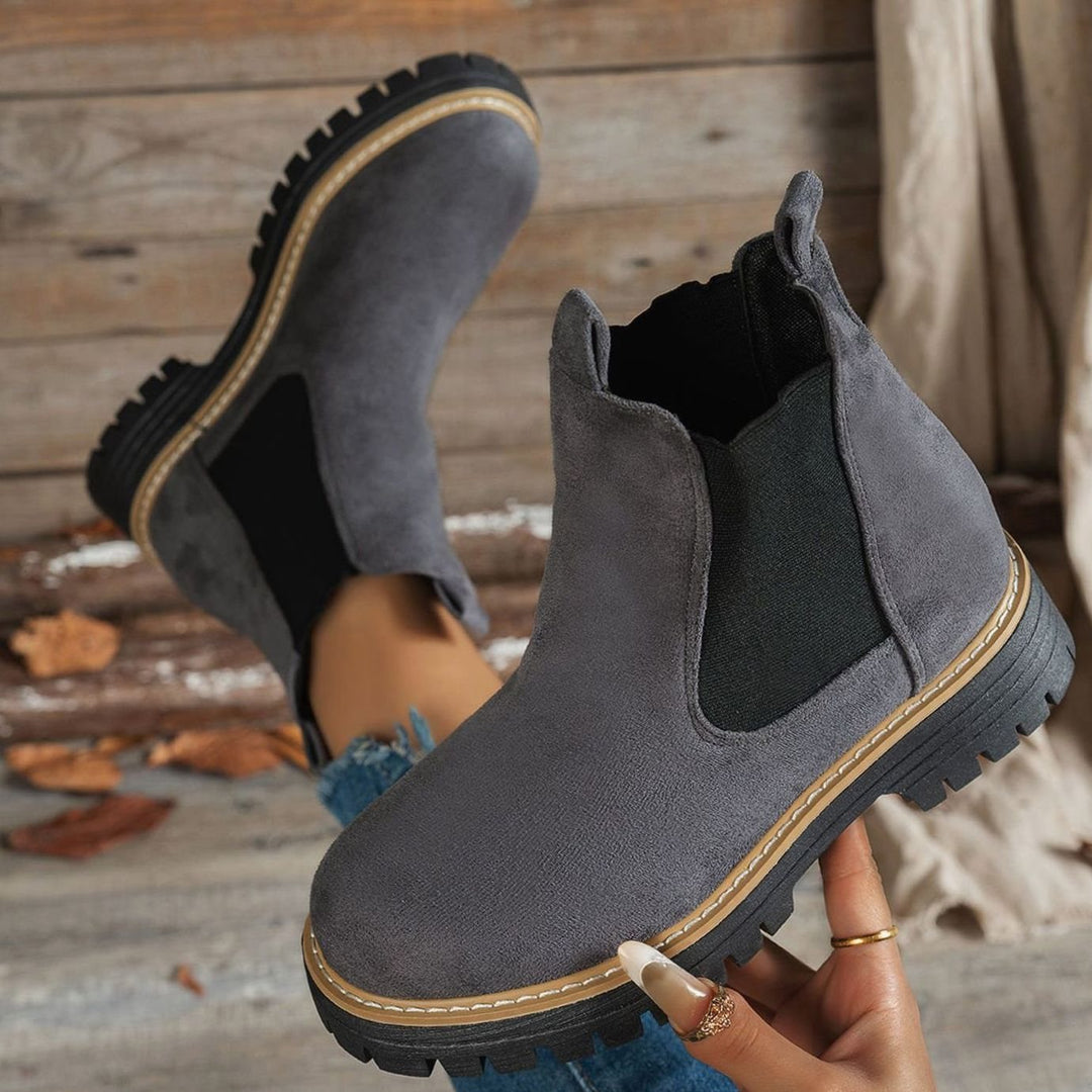 Dames Chelsea Ankle Boots met Profielzool Slip-On - Grijs
