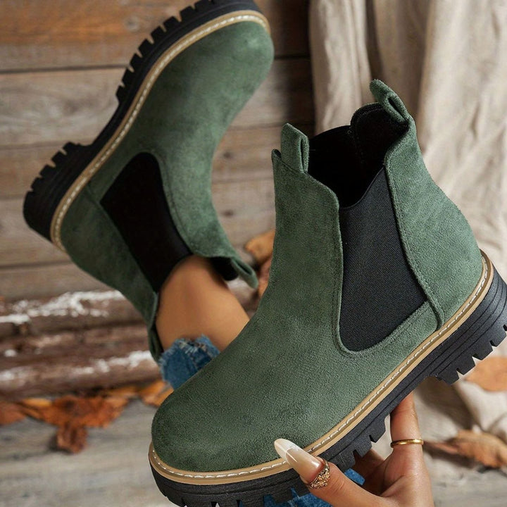 Dames Chelsea Ankle Boots met Profielzool Slip-On - Groen