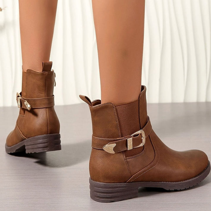 Dames Chelsea Ankle Boots met Western Gesp en Blokhak