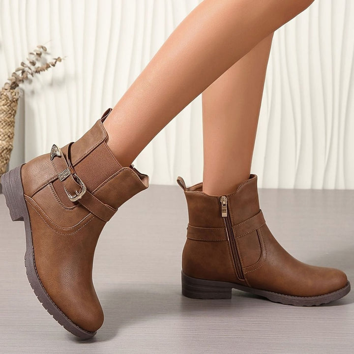 Dames Chelsea Ankle Boots met Western Gesp en Blokhak
