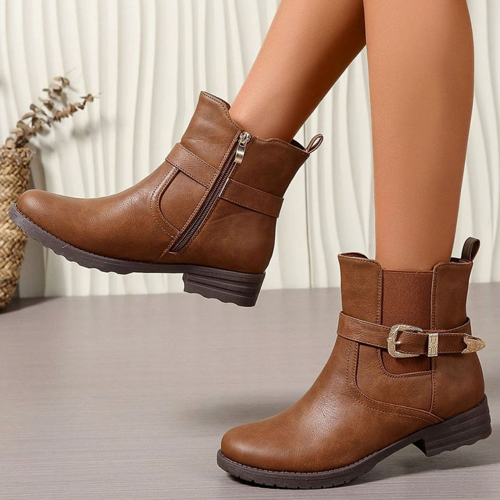 Dames Chelsea Ankle Boots met Western Gesp en Blokhak