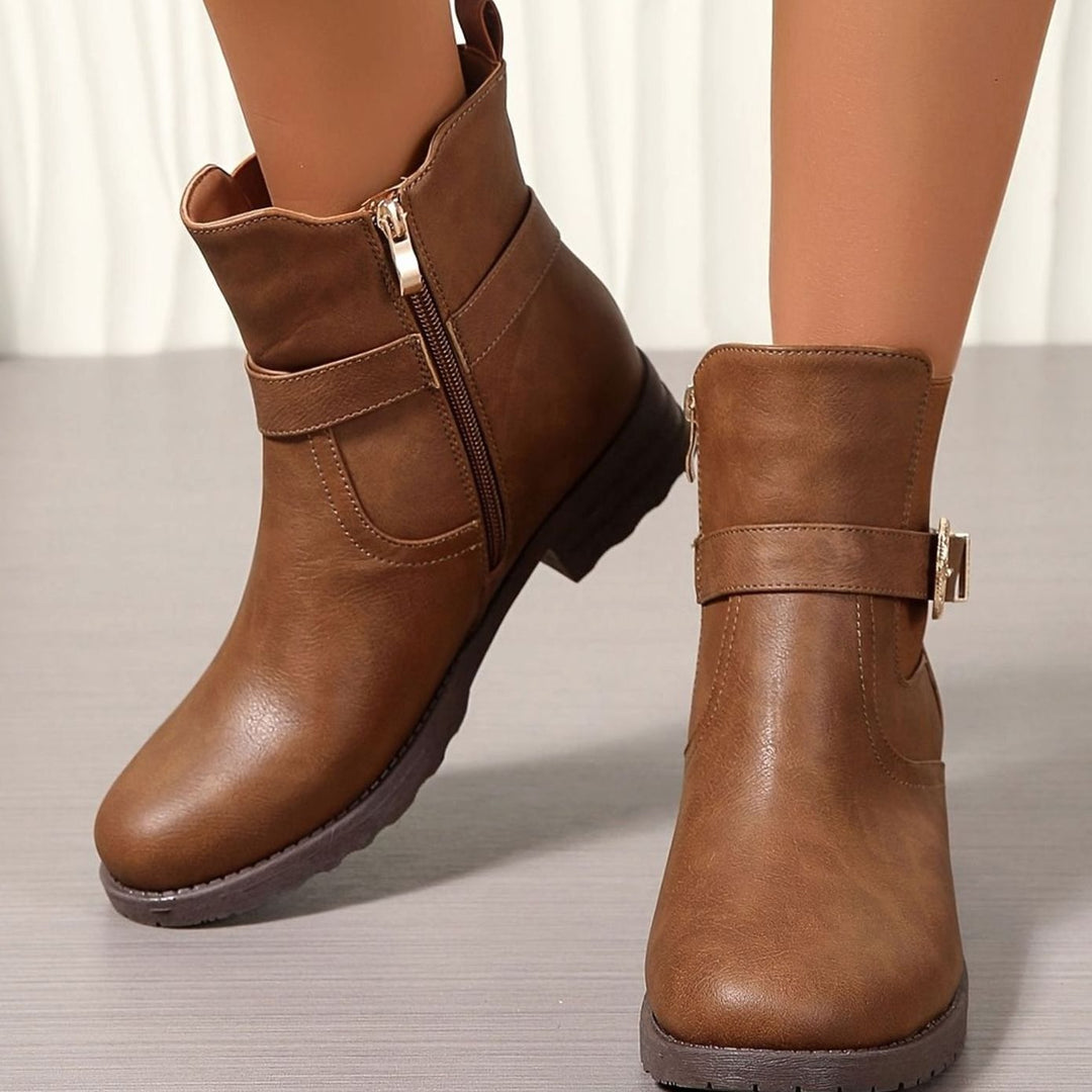 Dames Chelsea Ankle Boots met Western Gesp en Blokhak