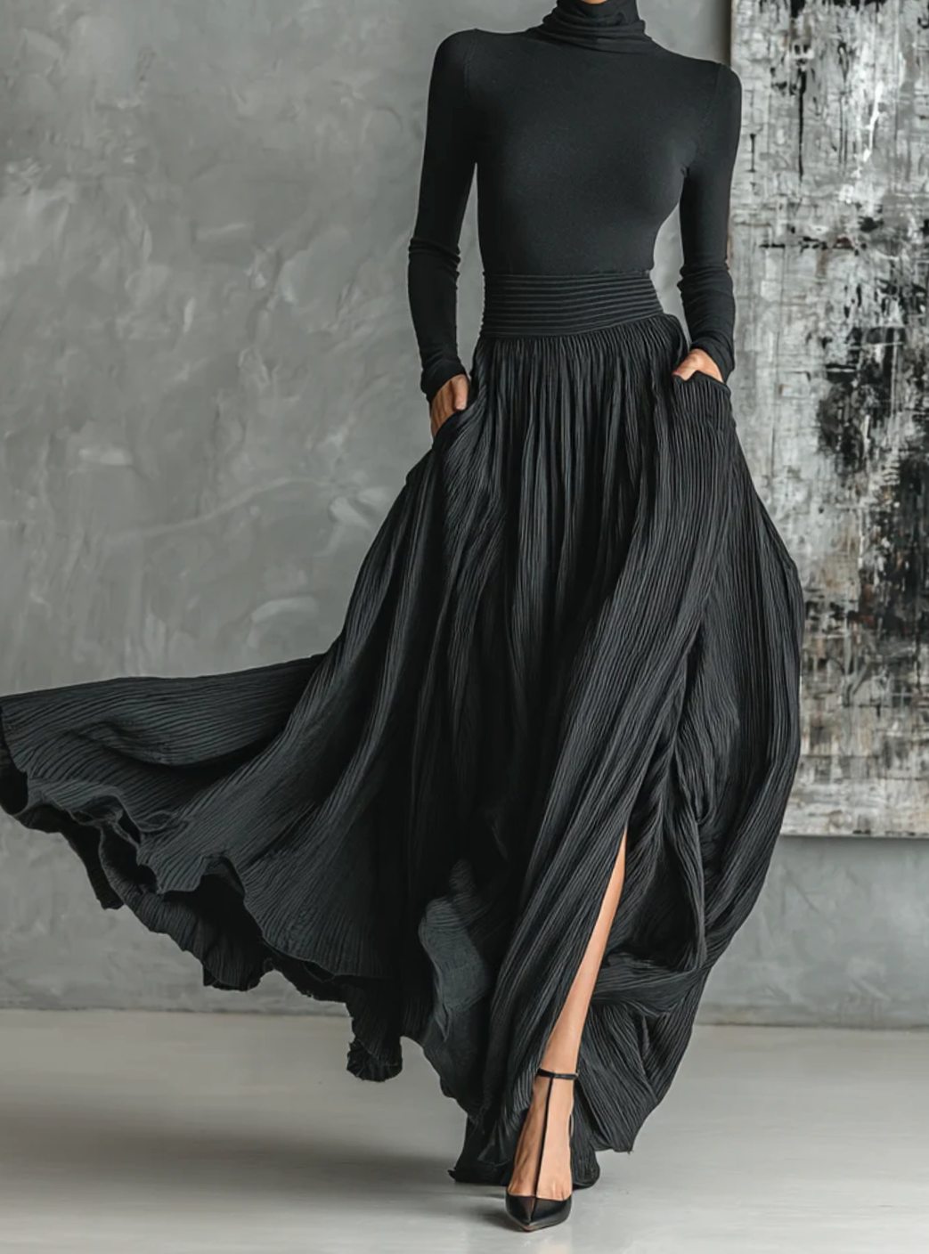 Dames Coltrui en Geplooide Maxi-rok Set Slanke Pasvorm