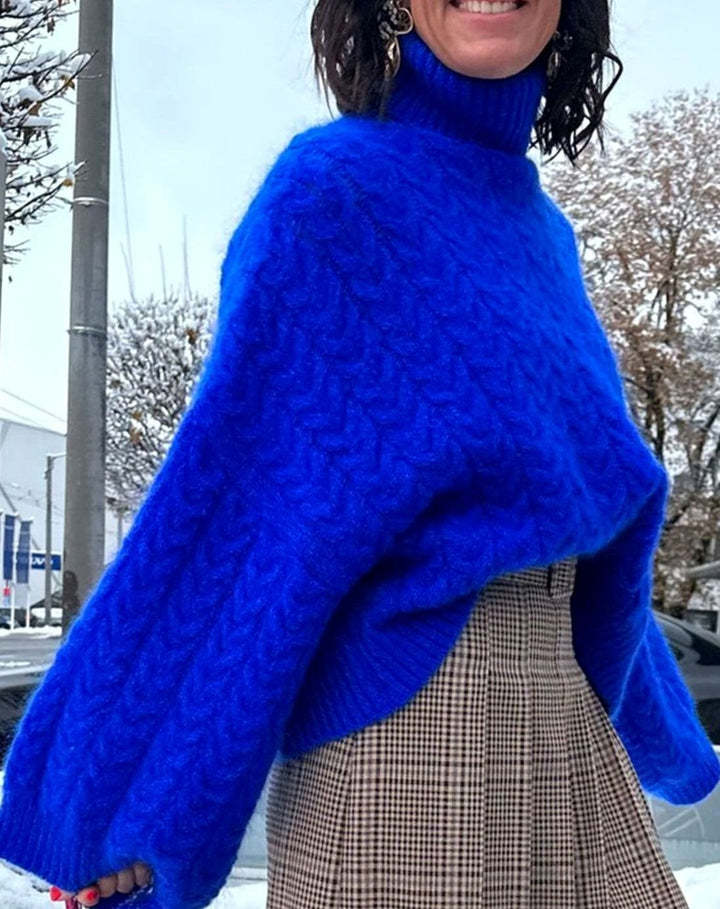 Dames Coltrui Grofgebreide Oversized Kabelpatroon Pullover