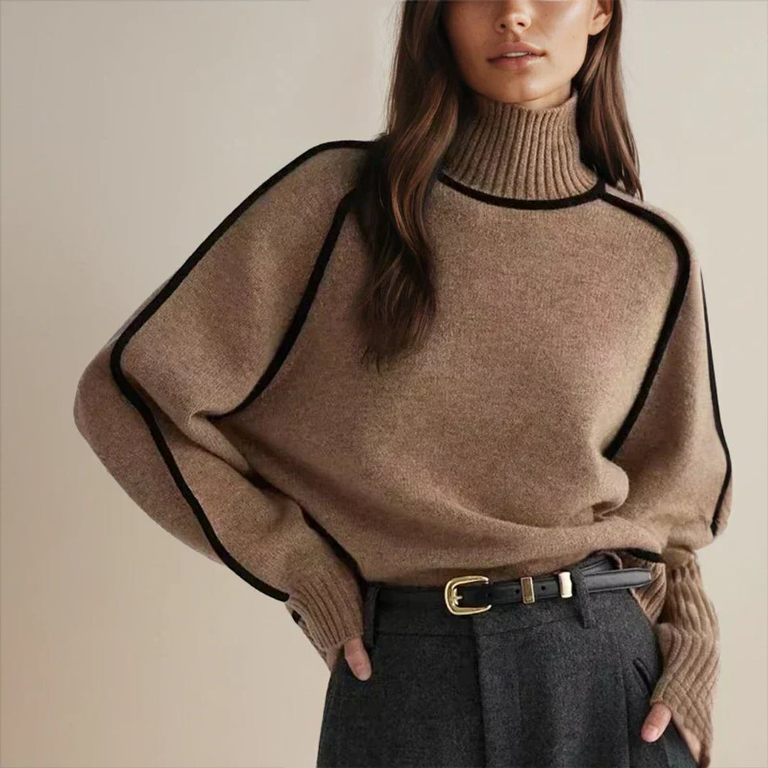 Dames Coltrui Oversized Gebreide Pullover Tweekleurig