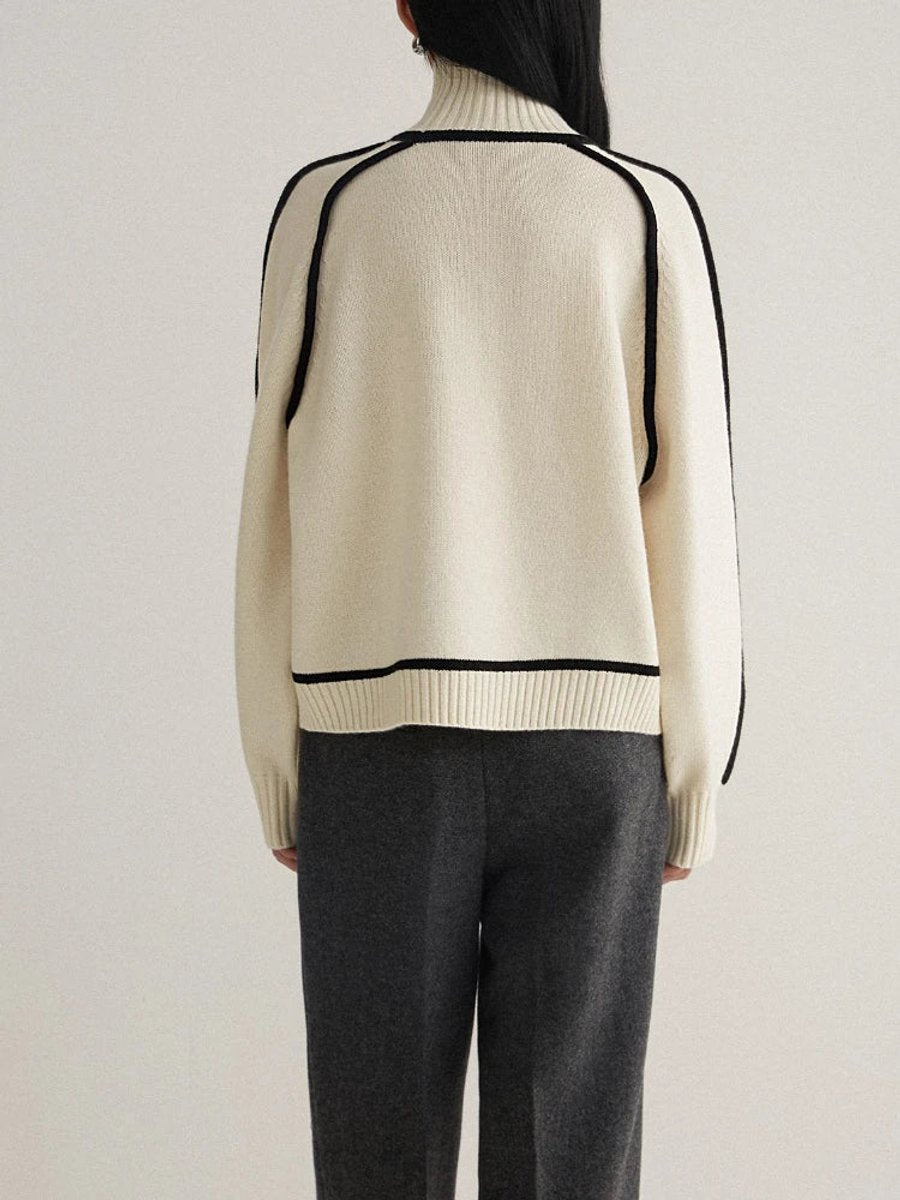 Dames Coltrui Oversized Gebreide Pullover Tweekleurig