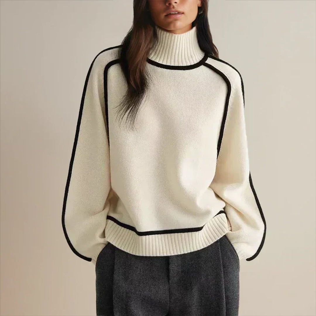 Dames Coltrui Oversized Gebreide Pullover Tweekleurig