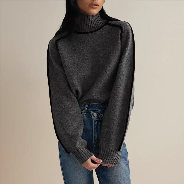 Dames Coltrui Oversized Gebreide Pullover Tweekleurig
