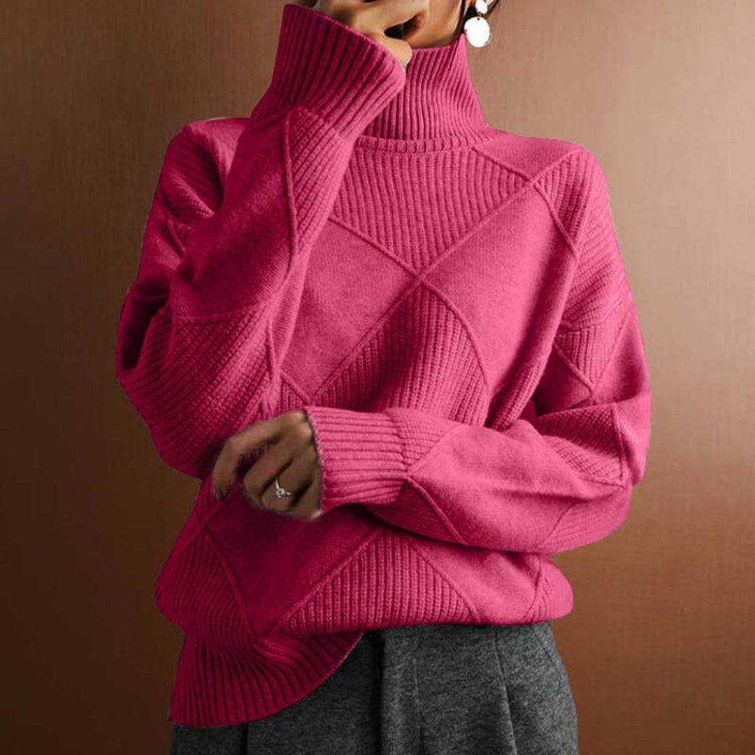 Dames Coltrui Pullover met Ruitpatroon en Wijde Pasvorm - Roze