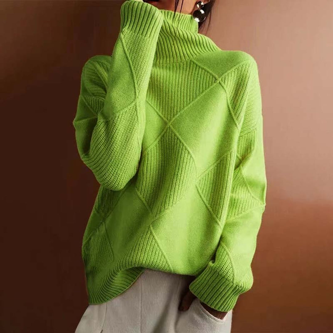Dames Coltrui Pullover met Ruitpatroon en Wijde Pasvorm