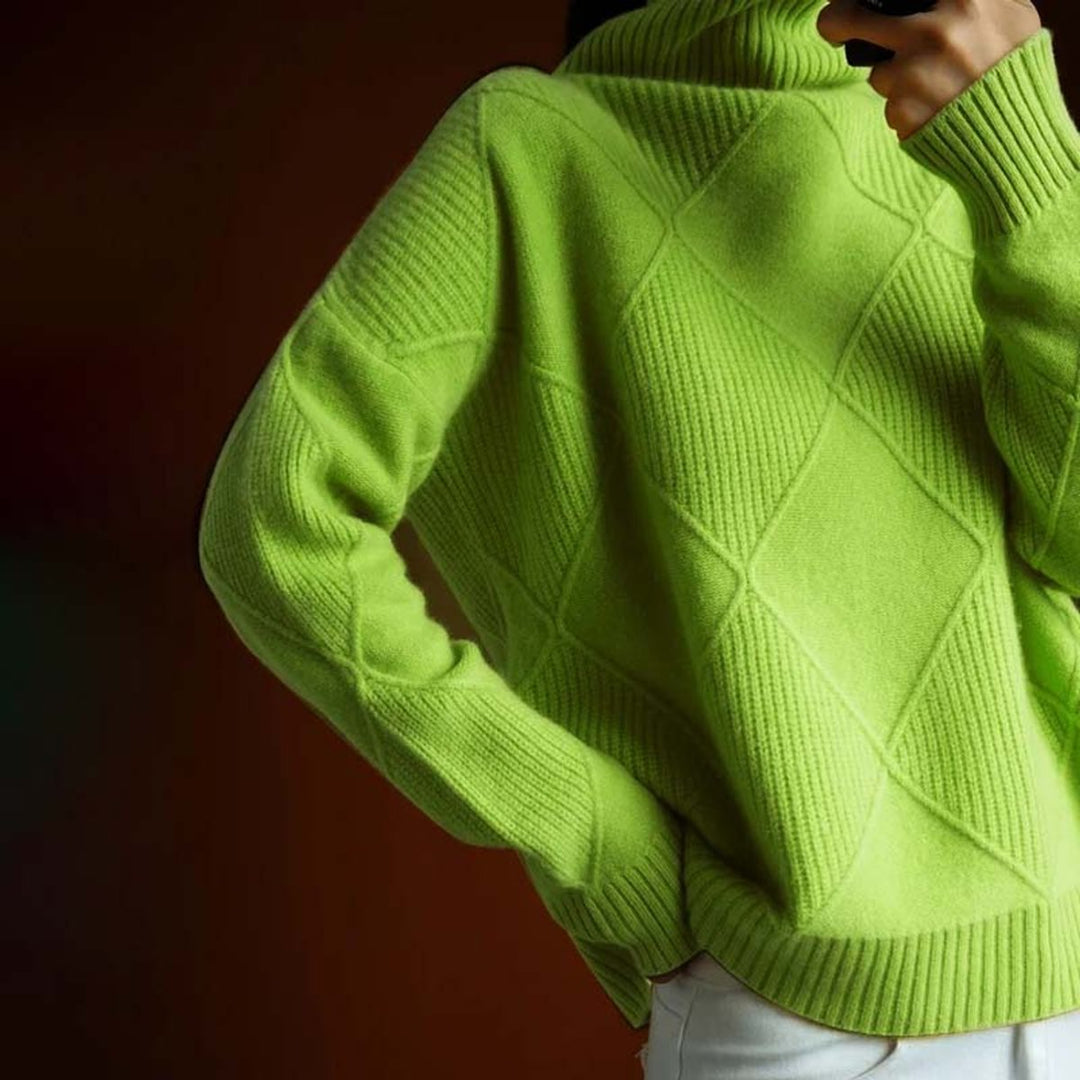 Dames Coltrui Pullover met Ruitpatroon en Wijde Pasvorm