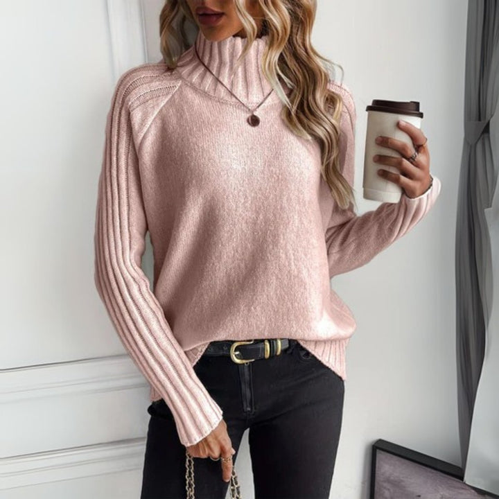 Dames Coltrui Warme Grofgebreide Turtleneck Sweater - Roze