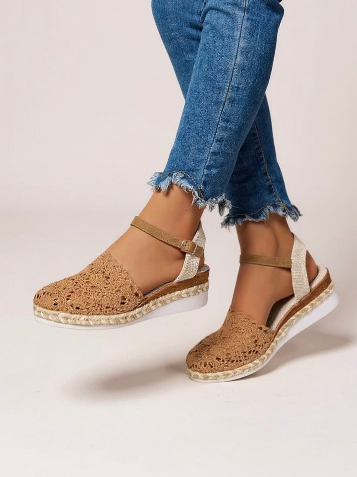 Dames Comfortabele Sandalen Bohemian Haakwerk Espadrille Enkelbandjes