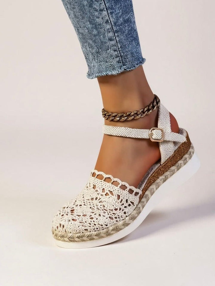 Dames Comfortabele Sandalen Bohemian Haakwerk Espadrille Enkelbandjes