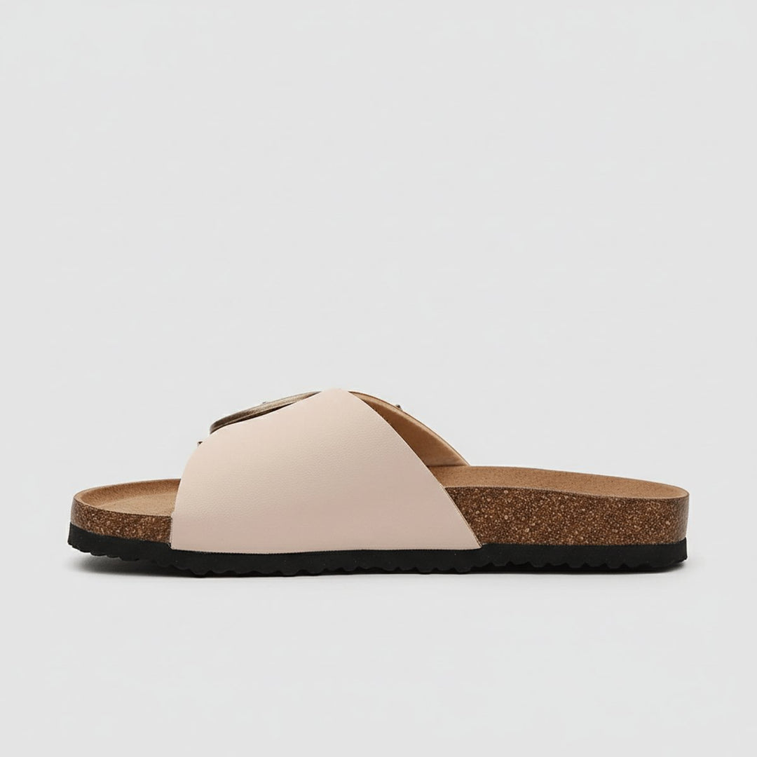 Dames Comfortabele Sandalen Brede Gesp Instapper Platte Zool