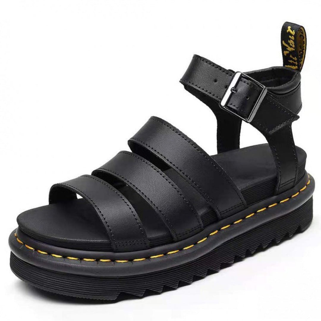 Dames Comfortabele Sandalen met Plateauzool Gespsluiting - Black