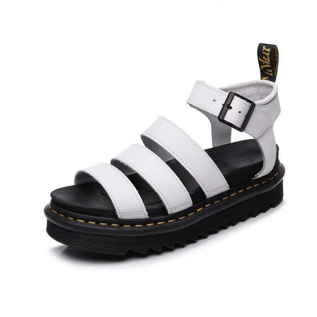 Dames Comfortabele Sandalen met Plateauzool Gespsluiting - White