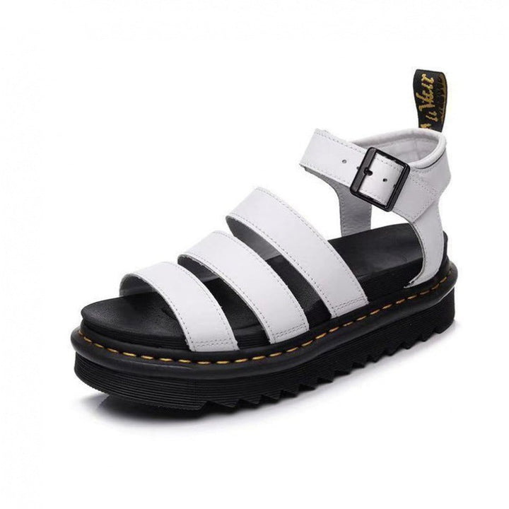 Dames Comfortabele Sandalen met Plateauzool Gespsluiting - White