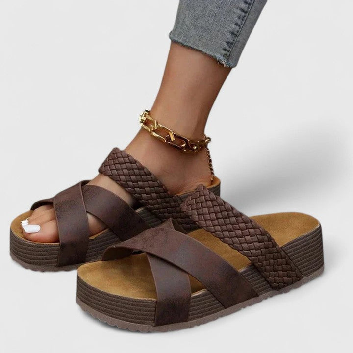 Dames Comfortabele Sandalen Orthopedisch Platform Gevlochten Bandjes - Brown