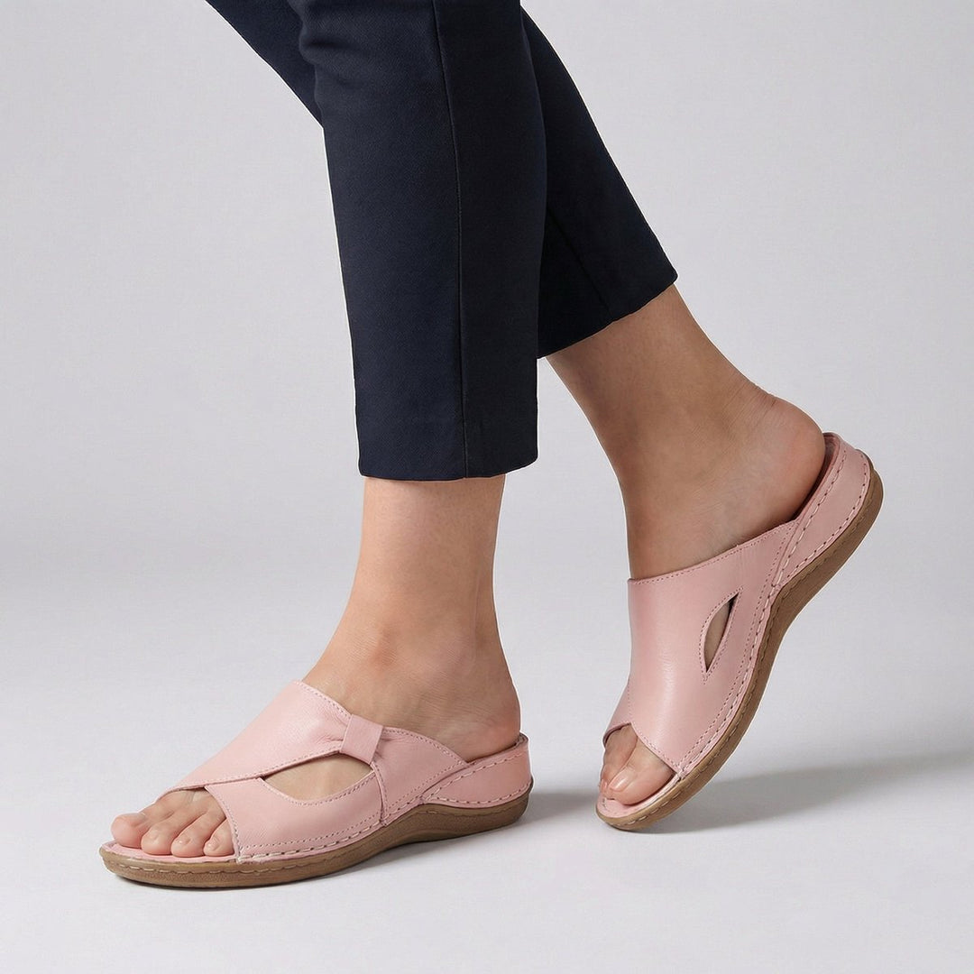 Dames Comfortabele Sandalen Platte Instap Mule Uitsnede - Pink