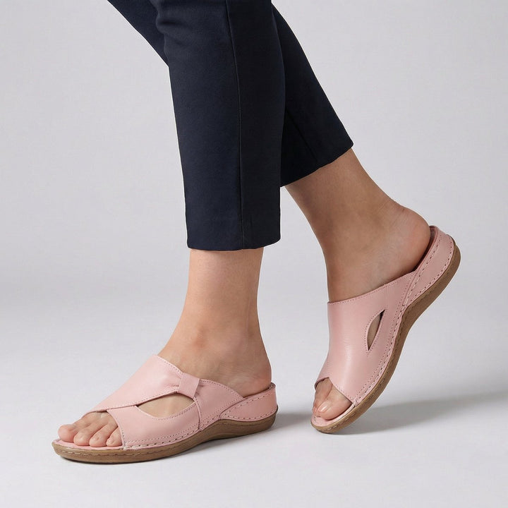 Dames Comfortabele Sandalen Platte Instap Mule Uitsnede - Pink