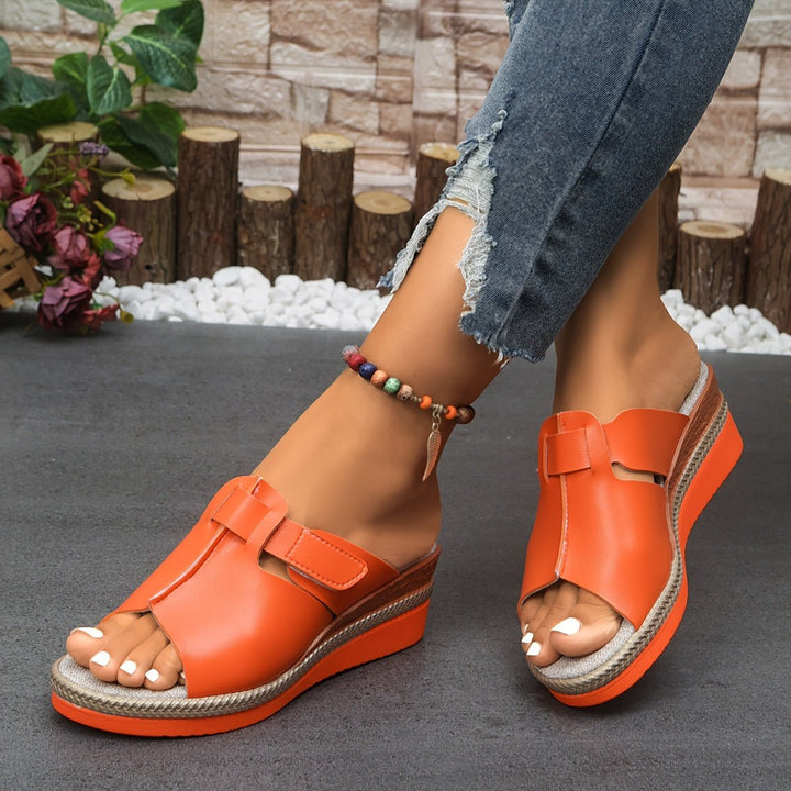 Dames Comfortabele Sandalen Sleehak Klittenband Open Teen - Orange