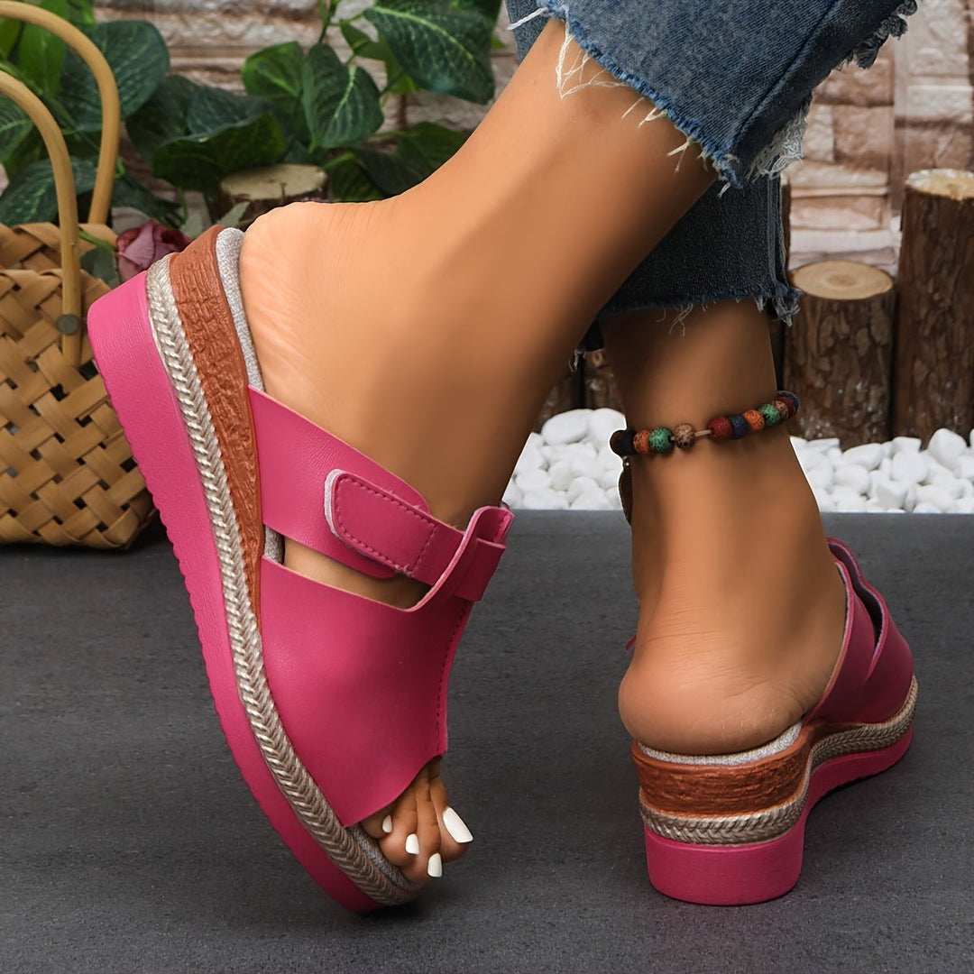 Dames Comfortabele Sandalen Sleehak Klittenband Open Teen