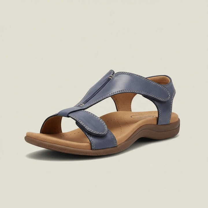 Dames Comfortabele Sandalen T-Strap Klittenband Open Neus - Slate Blue
