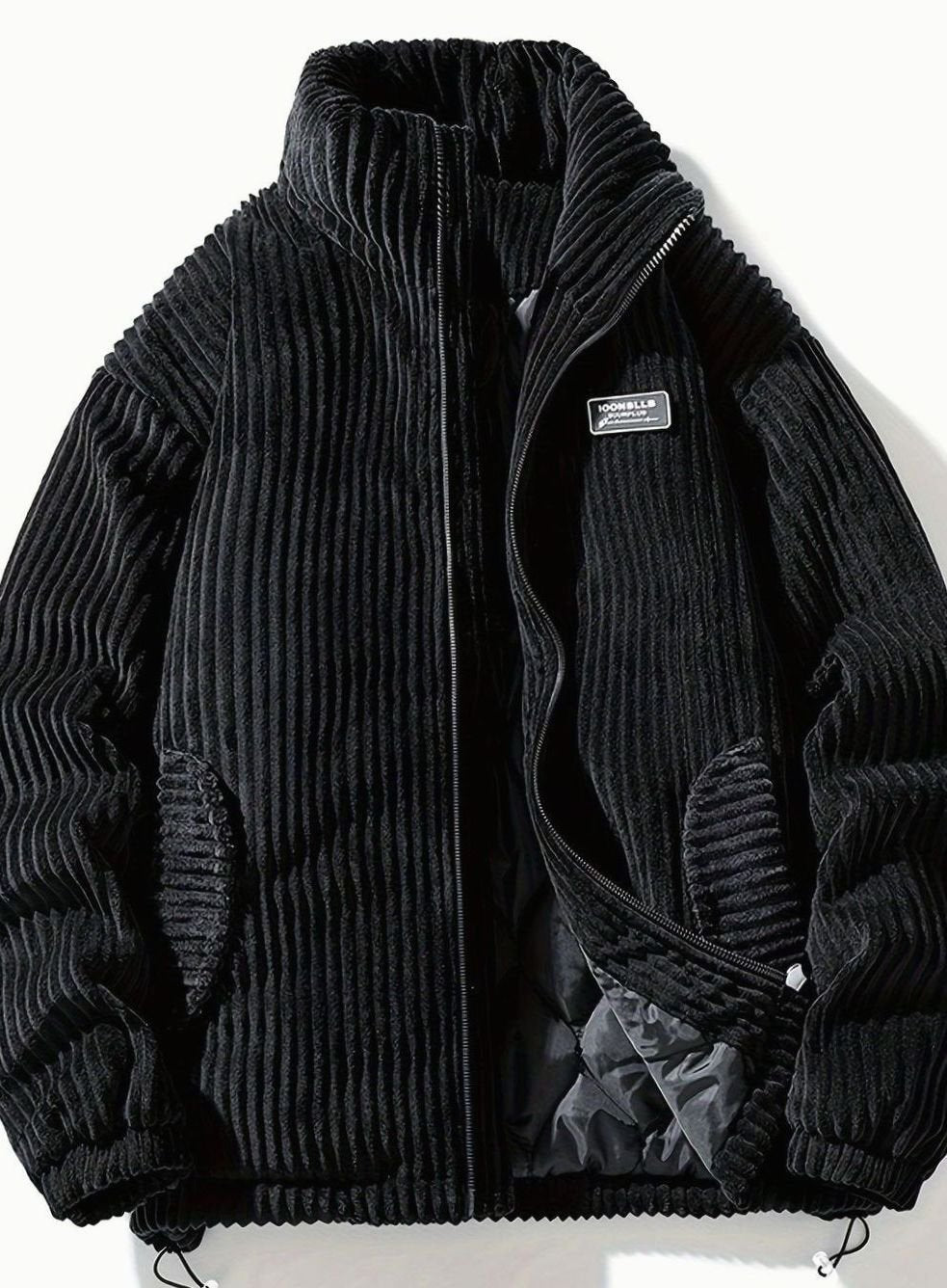 Dames Corduroy Gewatteerde Puffer Jas Casual Winterjas Opstaande Kraag