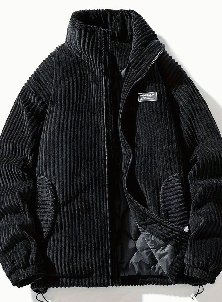 Dames Corduroy Gewatteerde Puffer Jas Casual Winterjas Opstaande Kraag