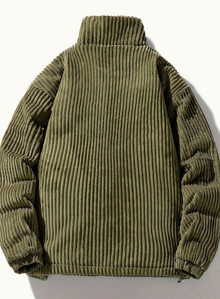 Dames Corduroy Gewatteerde Puffer Jas Casual Winterjas Opstaande Kraag
