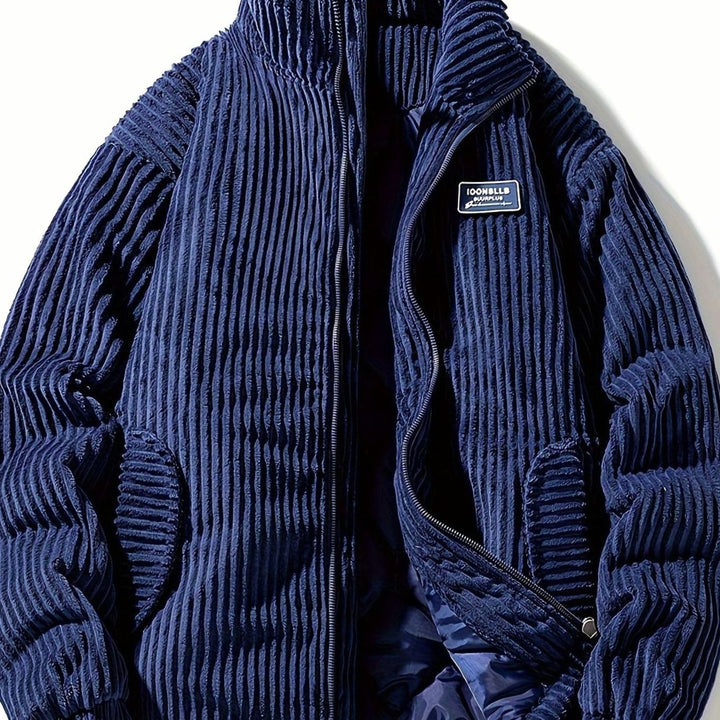 Dames Corduroy Gewatteerde Puffer Jas Casual Winterjas Opstaande Kraag - Blauw