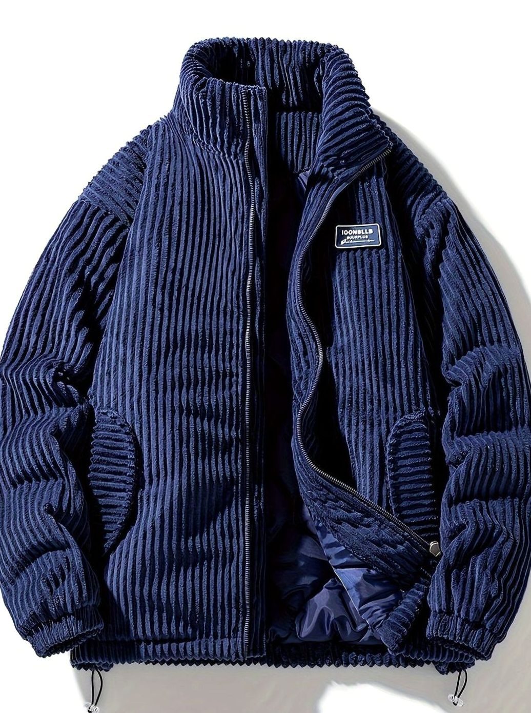 Dames Corduroy Gewatteerde Puffer Jas Casual Winterjas Opstaande Kraag