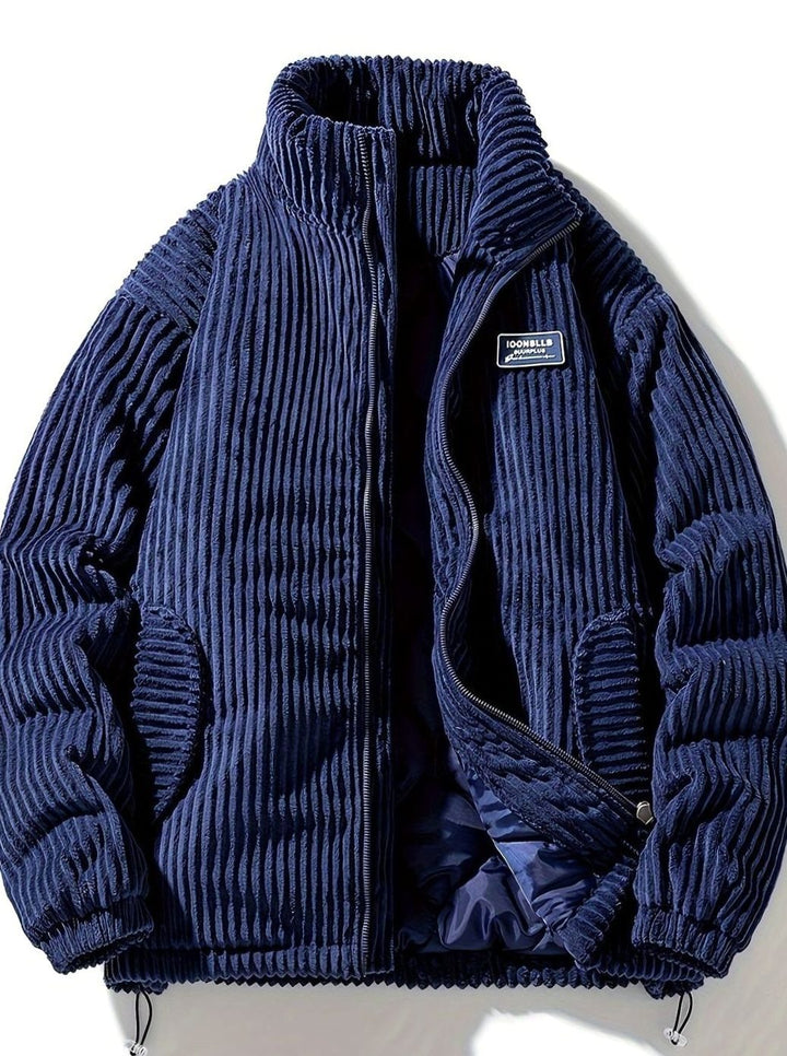 Dames Corduroy Gewatteerde Puffer Jas Casual Winterjas Opstaande Kraag