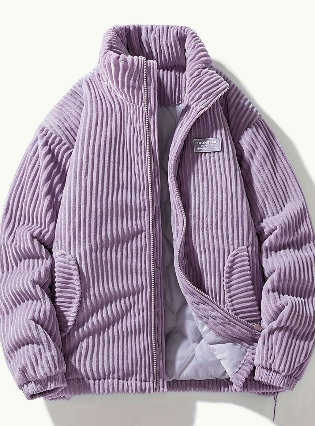 Dames Corduroy Gewatteerde Puffer Jas Casual Winterjas Opstaande Kraag