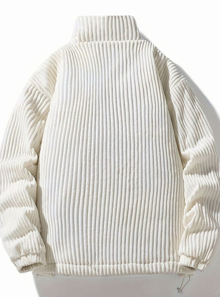 Dames Corduroy Gewatteerde Puffer Jas Casual Winterjas Opstaande Kraag