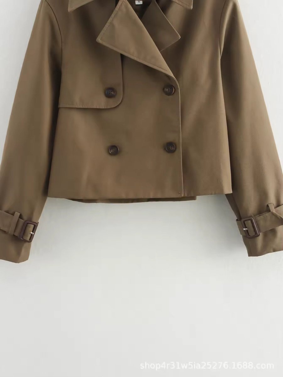 Dames Cropped Dubbelrijige Trench Coat