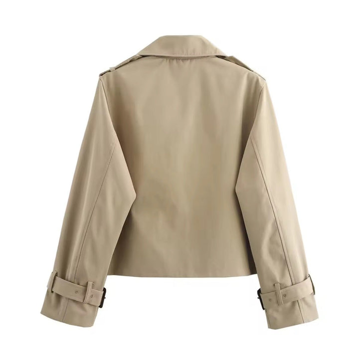 Dames Cropped Dubbelrijige Trench Coat