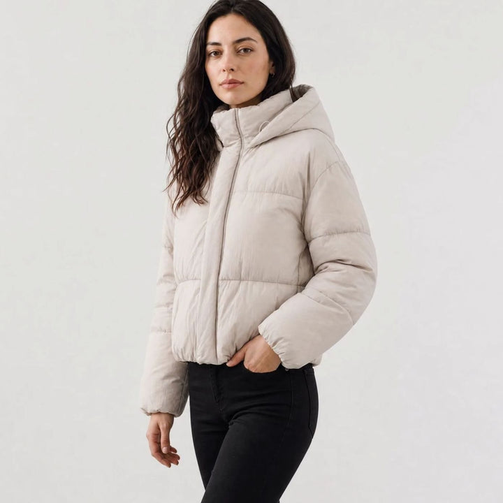 Dames Cropped Hooded Puffer Winterjas Boxy Fit